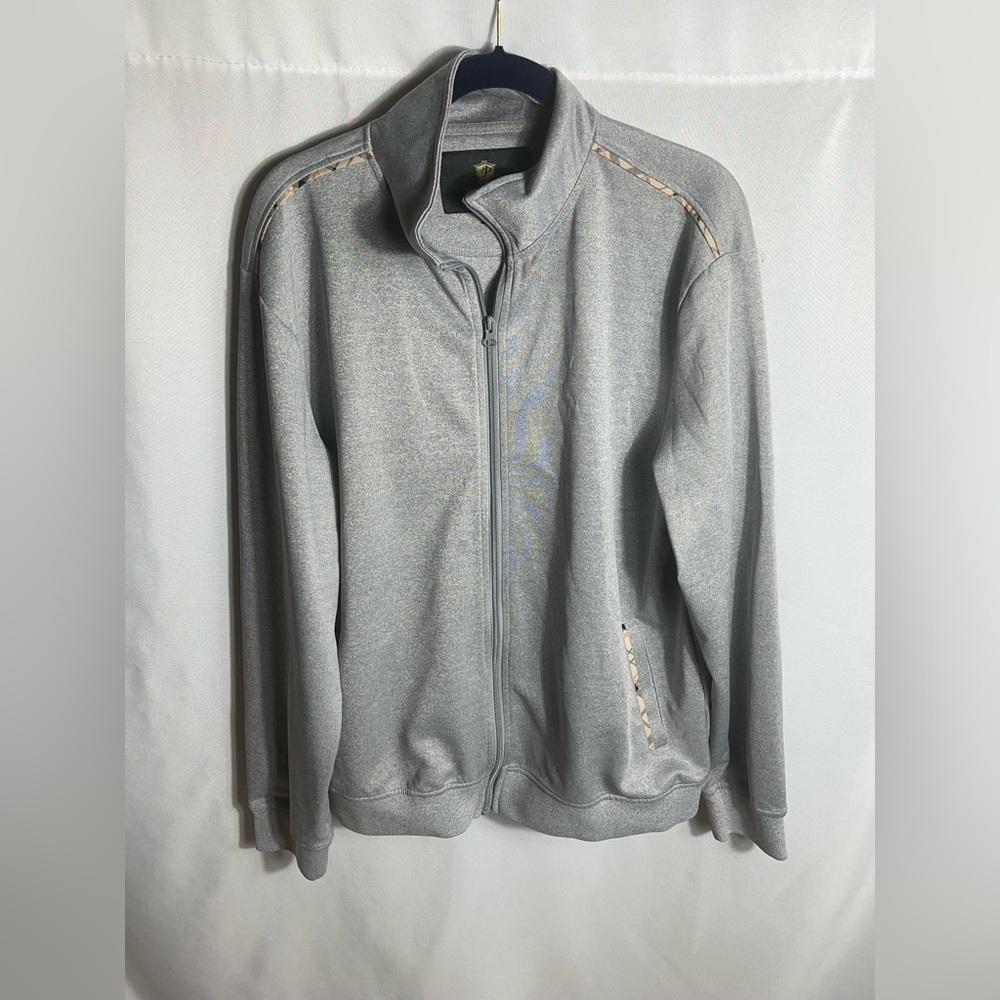 Pavini XL Men’s Gray Full Zip Track Jacket Camo Trim Casual Athletic Top